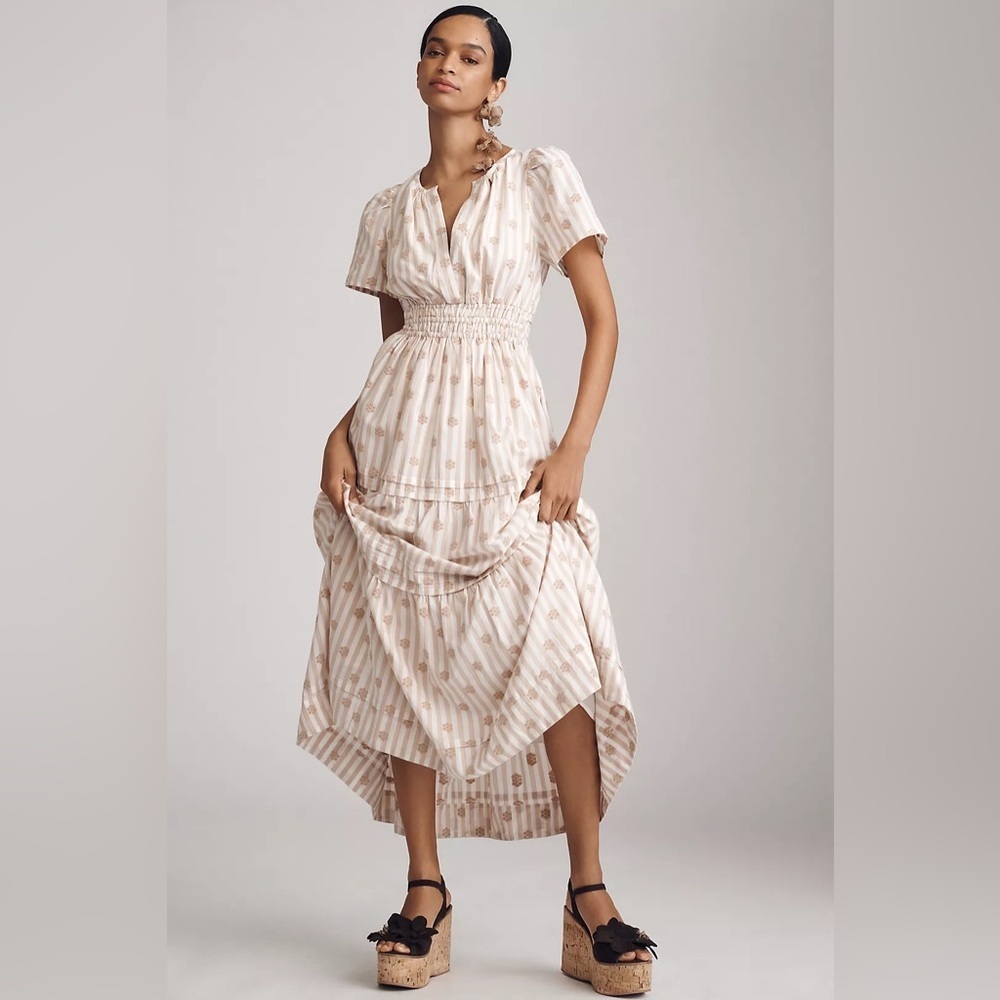 NWT! Anthropologie The Somerset Embroidered Floral Maxi Dress - Size XL ⏰